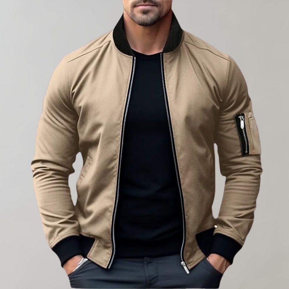 Sander | Ribbed Trim Bomber Jacket for Men
