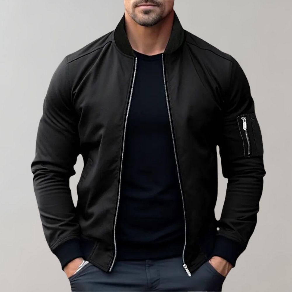 Sander | Ribbed Trim Bomber Jacket for Men