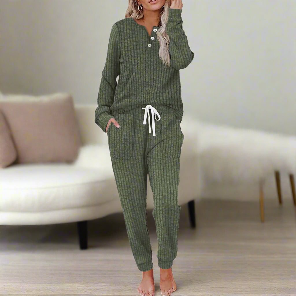 Ruth | Drawstring High-Waist Two Piece Lounge Set for Women