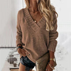Greta | Ribbed V-Neck Knit Sweater for Women