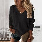 Greta | Ribbed V-Neck Knit Sweater for Women