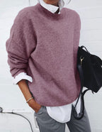 Bente | Textured Teddy Crew Neck Pullover Sweater for Women