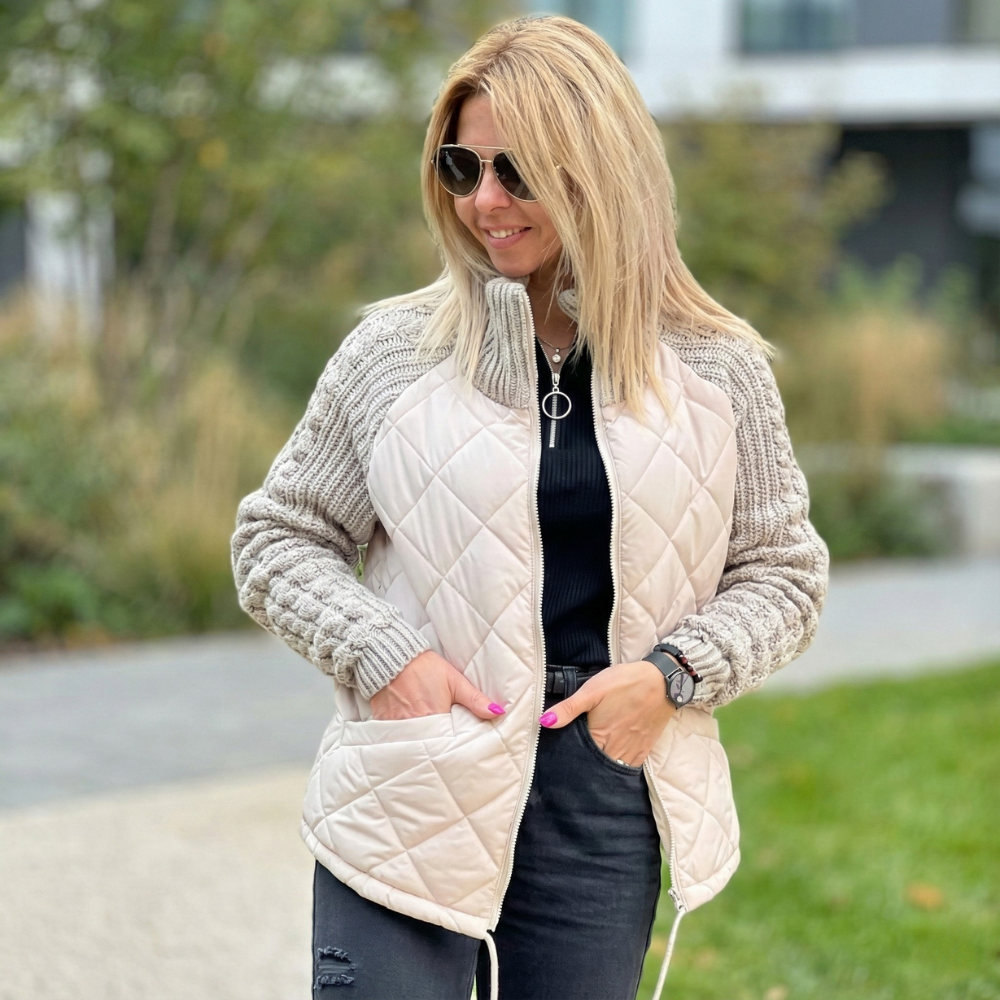Leontine Patchwork Quilted Puffer Jacket for Women