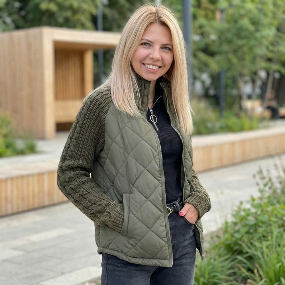 Leontine Patchwork Quilted Puffer Jacket for Women
