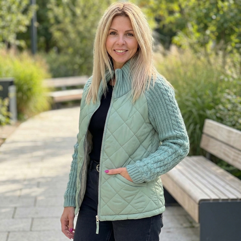 Leontine Patchwork Quilted Puffer Jacket for Women