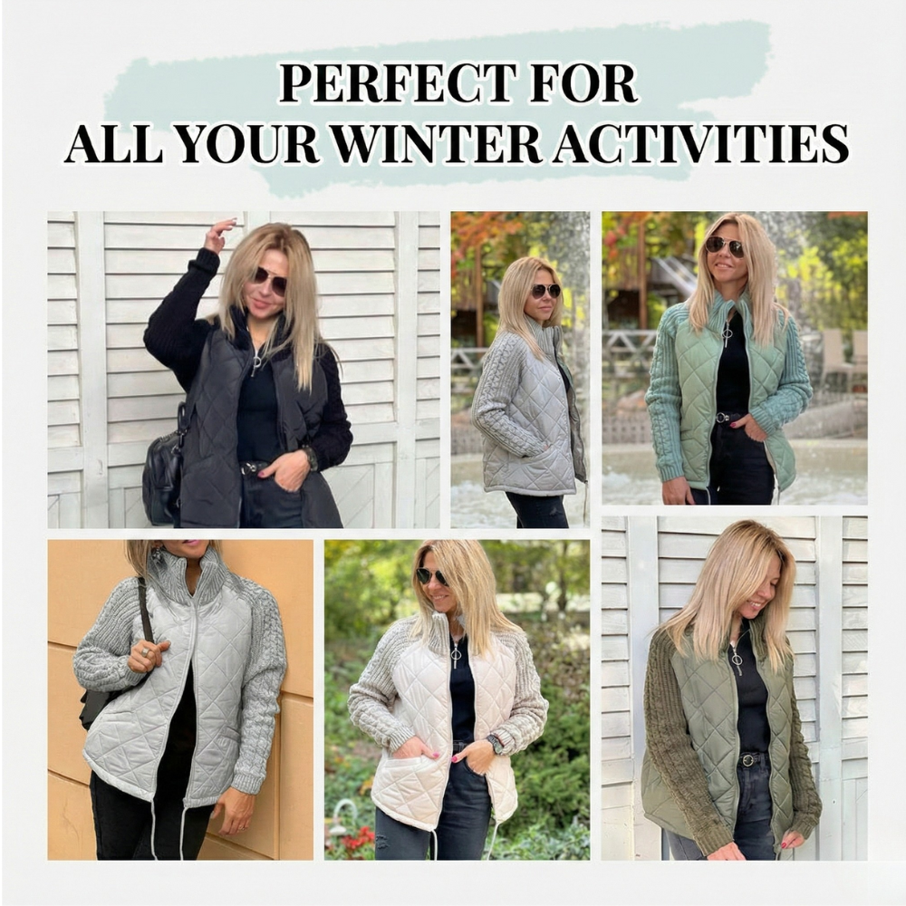 Leontine Patchwork Quilted Puffer Jacket for Women
