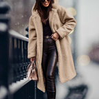 Runa | Oversized Teddy Hooded Jacket with Drawstring for Women