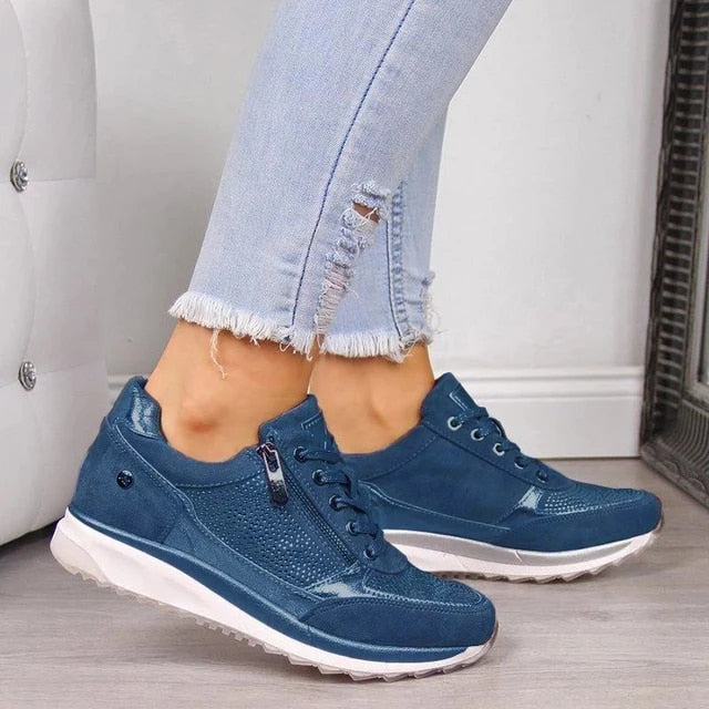 Nadalein | Ribbed Panel Lace-Up Sneakers for Women