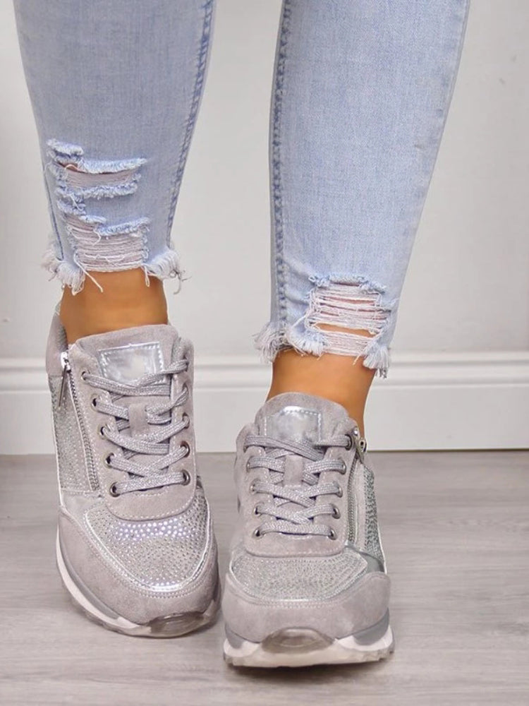 Nadalein | Ribbed Panel Lace-Up Sneakers for Women