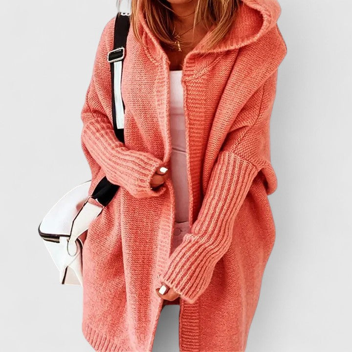 Kaia | Oversized Hooded Knee-Length Cardigan for Women