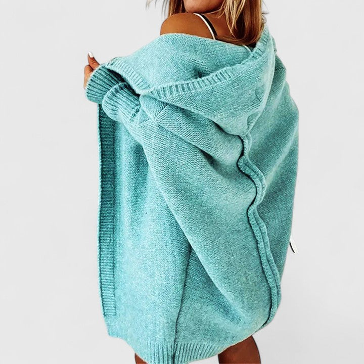 Kaia | Oversized Hooded Knee-Length Cardigan for Women
