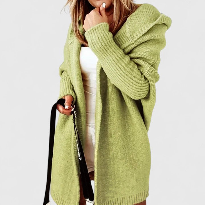 Kaia | Oversized Hooded Knee-Length Cardigan for Women