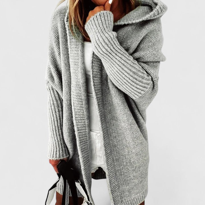 Kaia | Oversized Hooded Knee-Length Cardigan for Women