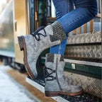 Belinda | Knit-Cuff Lace-Back Winter Boots for Women