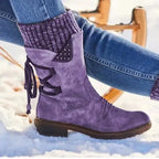Belinda | Knit-Cuff Lace-Back Winter Boots for Women