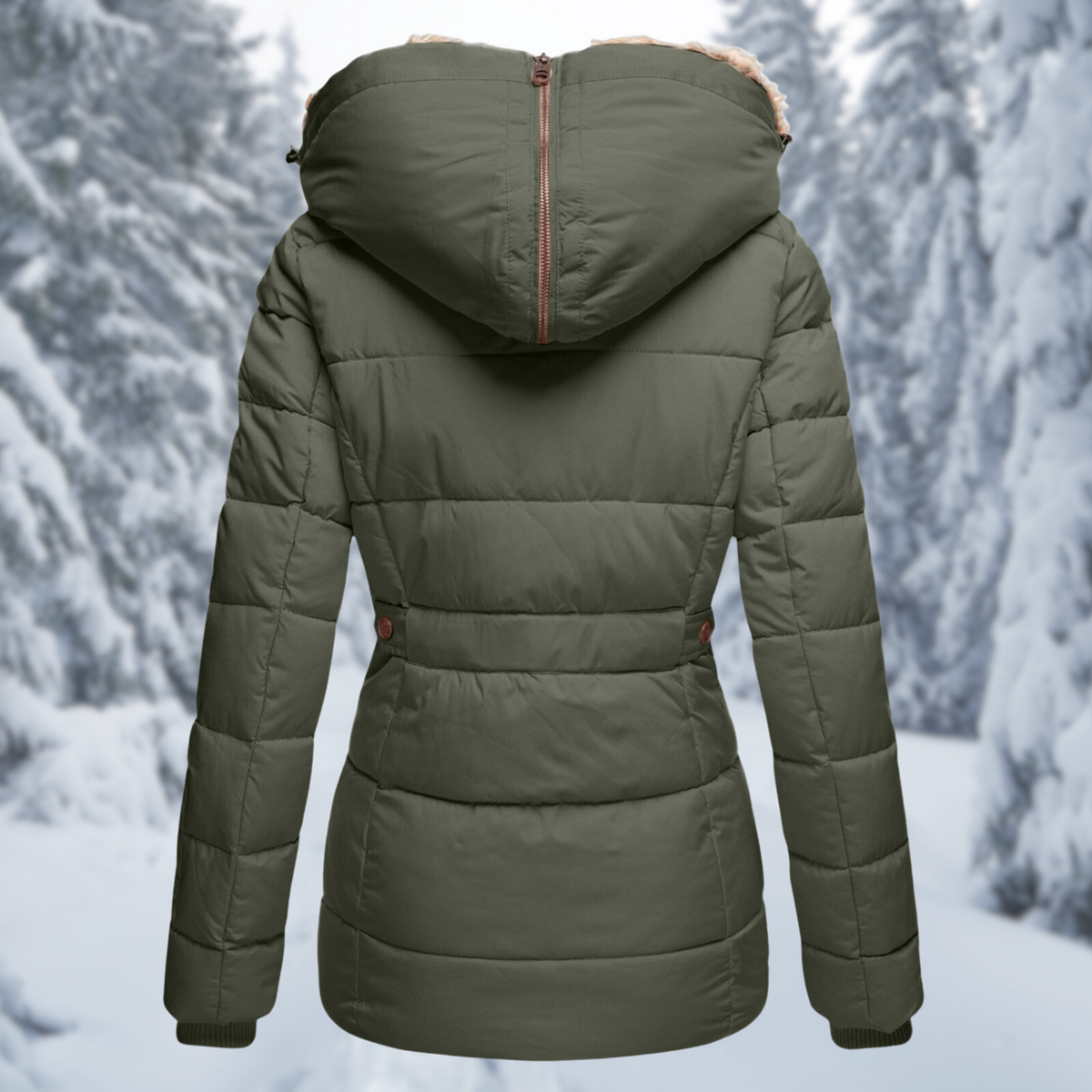Hazel | Hooded Belted Longline Winter Jacket for Women