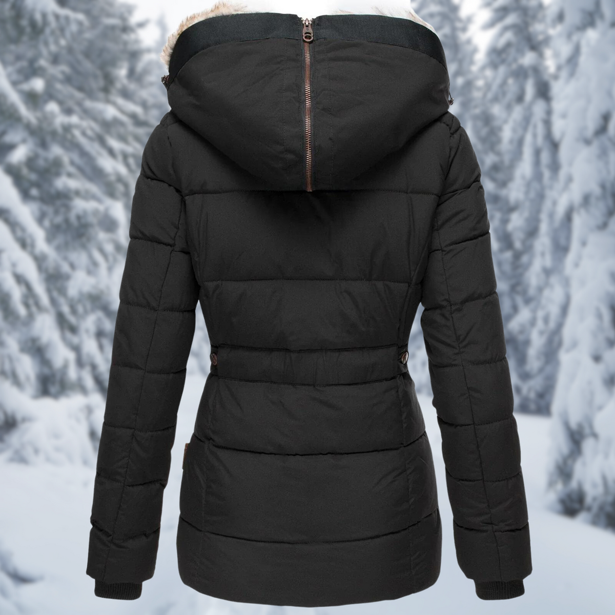 Hazel | Hooded Belted Longline Winter Jacket for Women