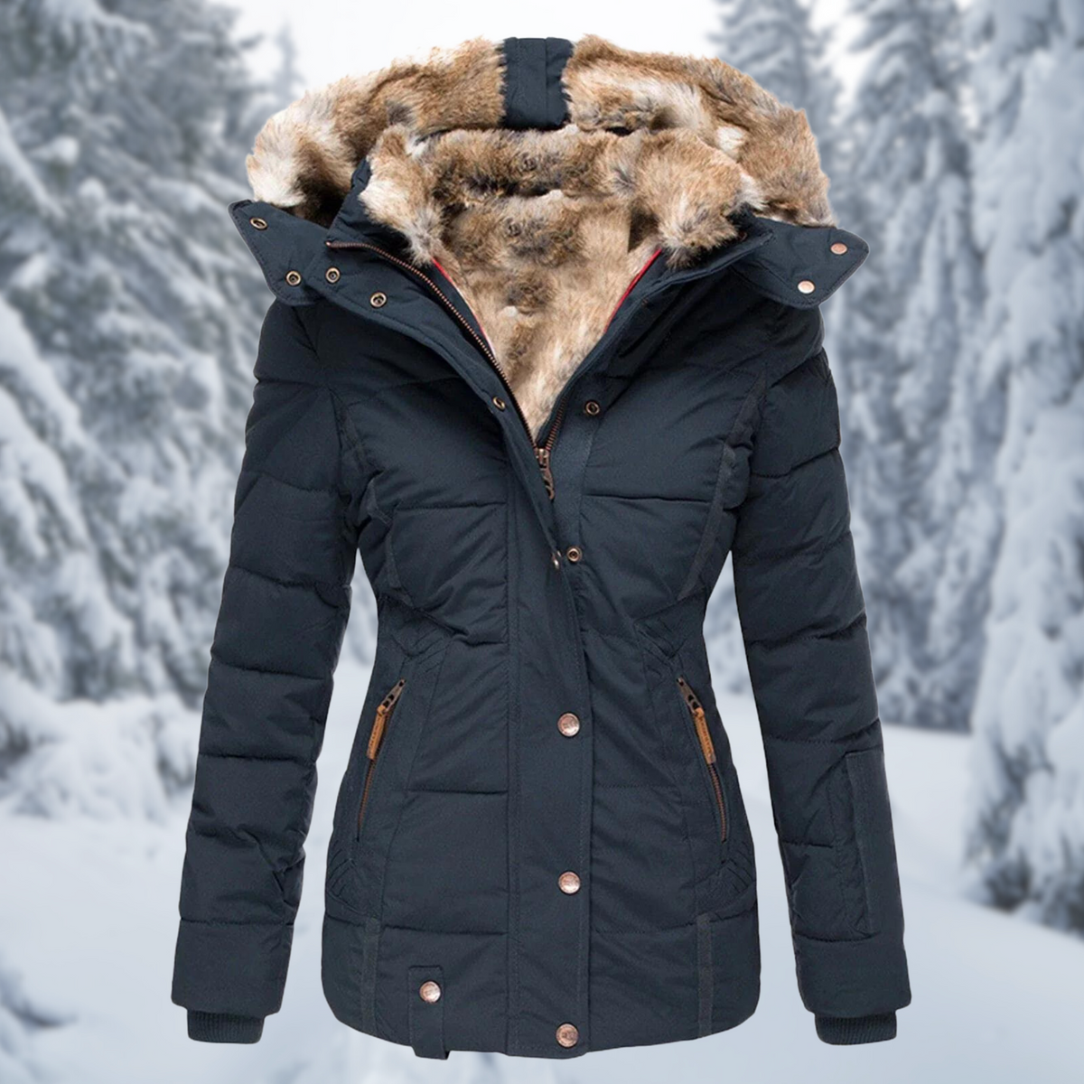 Hazel | Hooded Belted Longline Winter Jacket for Women