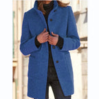 Isabeau | Button-Front Longline Coat with Round Neck for Women