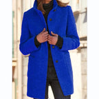 Isabeau | Button-Front Longline Coat with Round Neck for Women