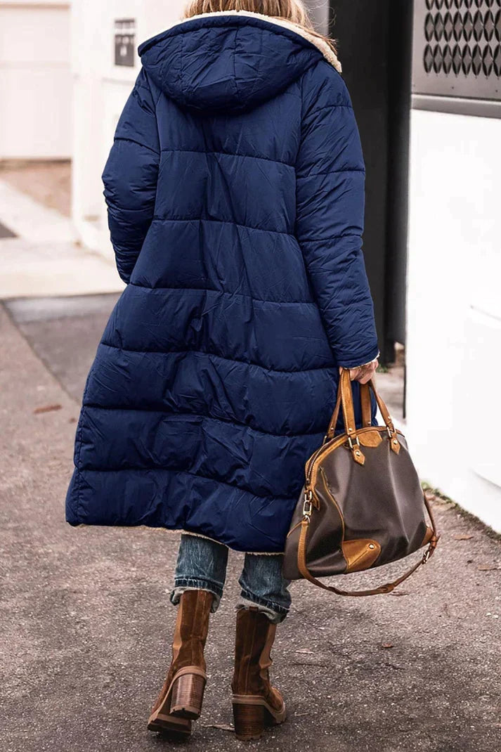 Clara | Hooded Longline Coat with Belted Waist for Women