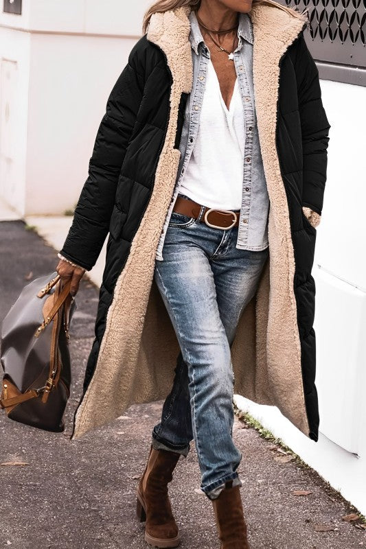 Clara | Hooded Longline Coat with Belted Waist for Women