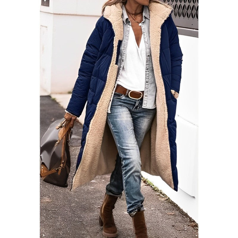 Clara | Hooded Longline Coat with Belted Waist for Women