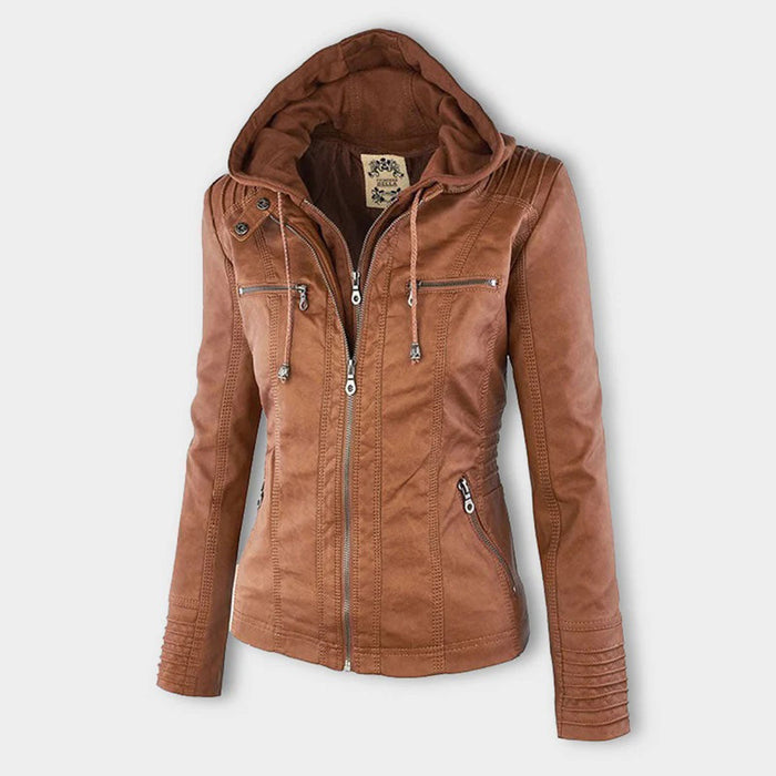 Birgit | Hooded Zip-Up Jacket with Ribbed Trim for Women