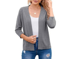 Nadalyra | Cropped Open-Front Cardigan with Mid-Length Sleeves