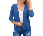 Nadalyra | Cropped Open-Front Cardigan with Mid-Length Sleeves
