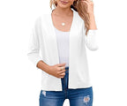 Nadalyra | Cropped Open-Front Cardigan with Mid-Length Sleeves