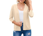 Nadalyra | Cropped Open-Front Cardigan with Mid-Length Sleeves