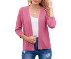 Nadalyra | Cropped Open-Front Cardigan with Mid-Length Sleeves
