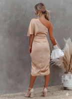 Ylva | One-Shoulder Ruched Bodycon Midi Dress for Women
