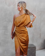 Ylva | One-Shoulder Ruched Bodycon Midi Dress for Women