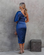 Ylva | One-Shoulder Ruched Bodycon Midi Dress for Women