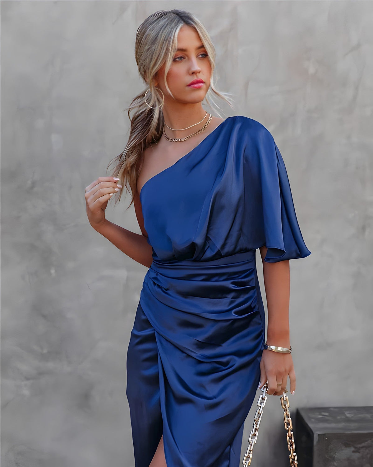 Ylva | One-Shoulder Ruched Bodycon Midi Dress for Women