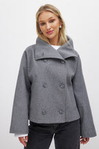 Ottilia | Double-Breasted Notch Lapel Pea Coat for Women