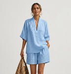 Kalina | Button-Front Top and Bermuda Shorts Set for Women