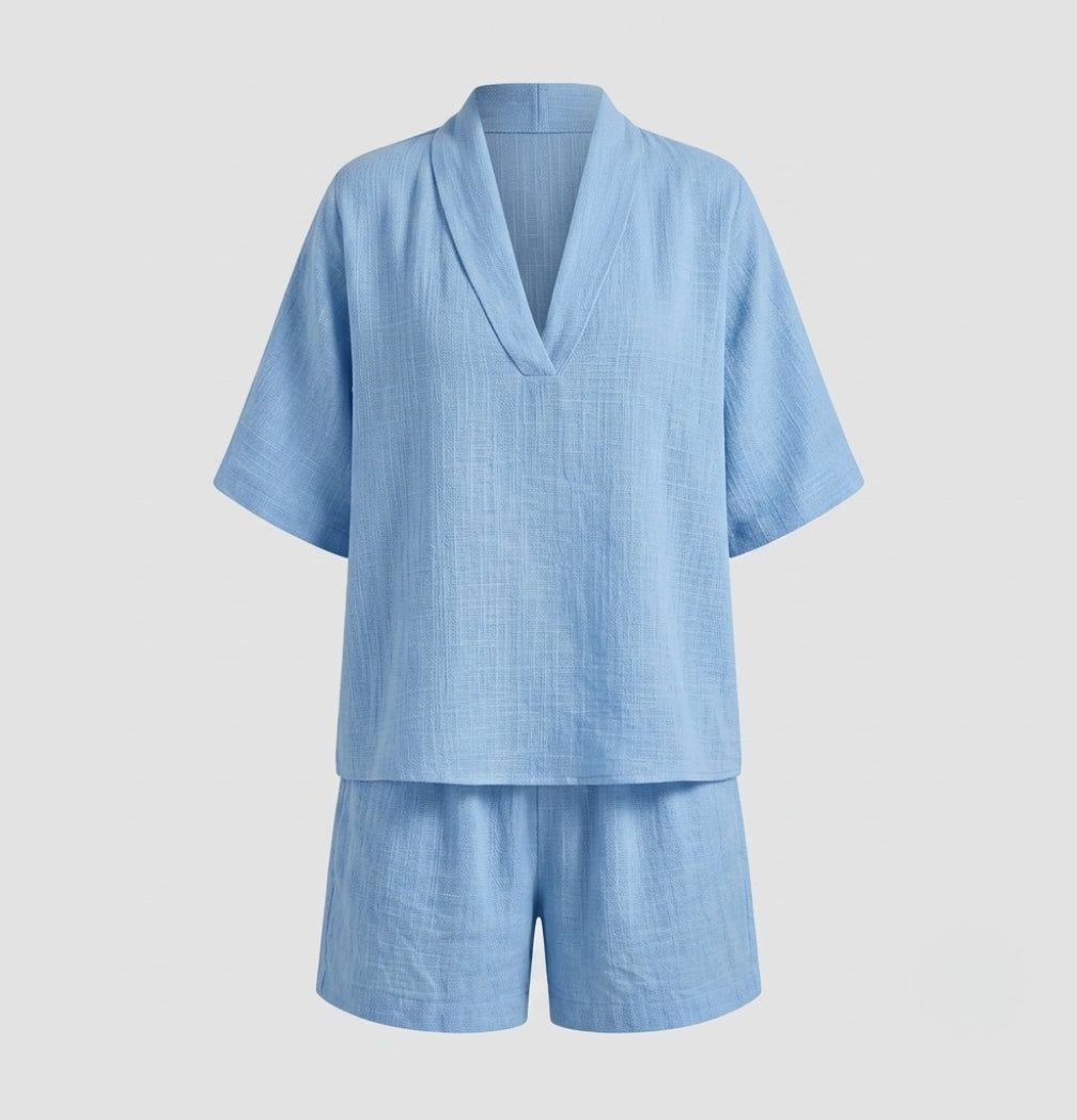 Kalina | Button-Front Top and Bermuda Shorts Set for Women