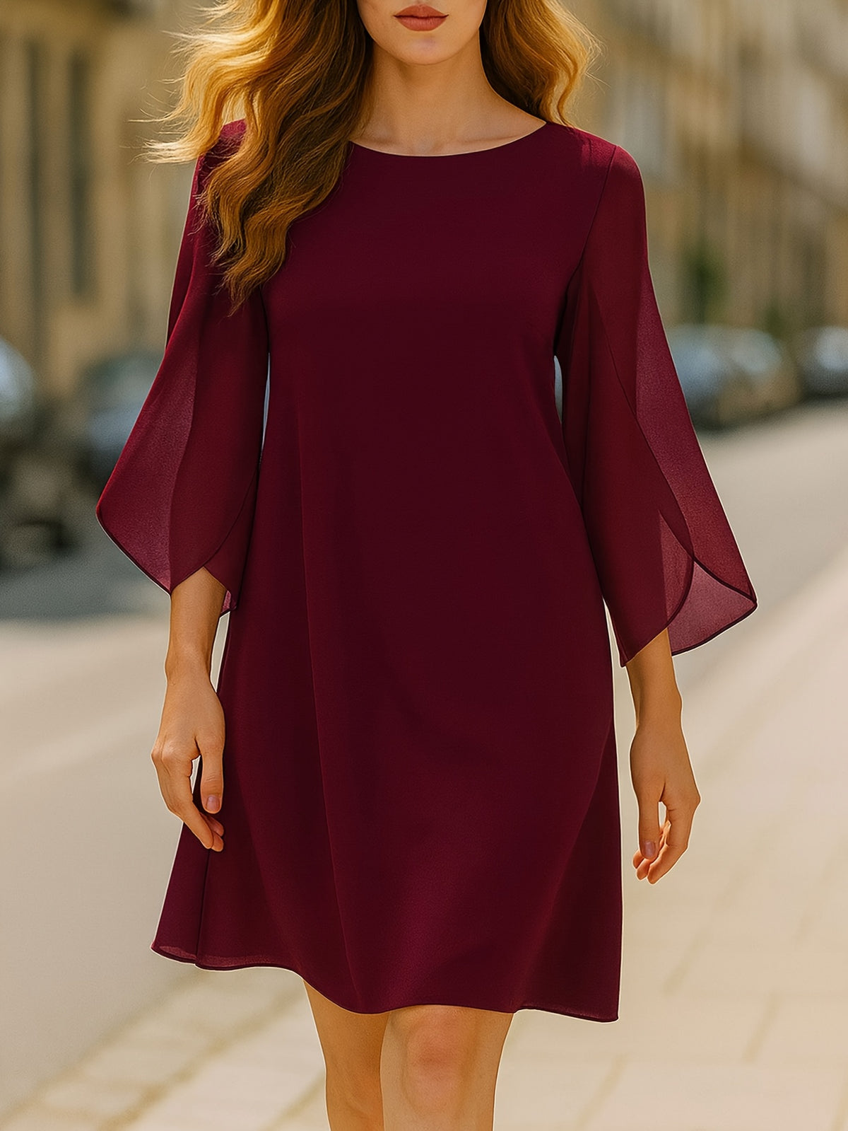 Cordelia | A-Line Homecoming Dress with Split Bell Sleeves for Women
