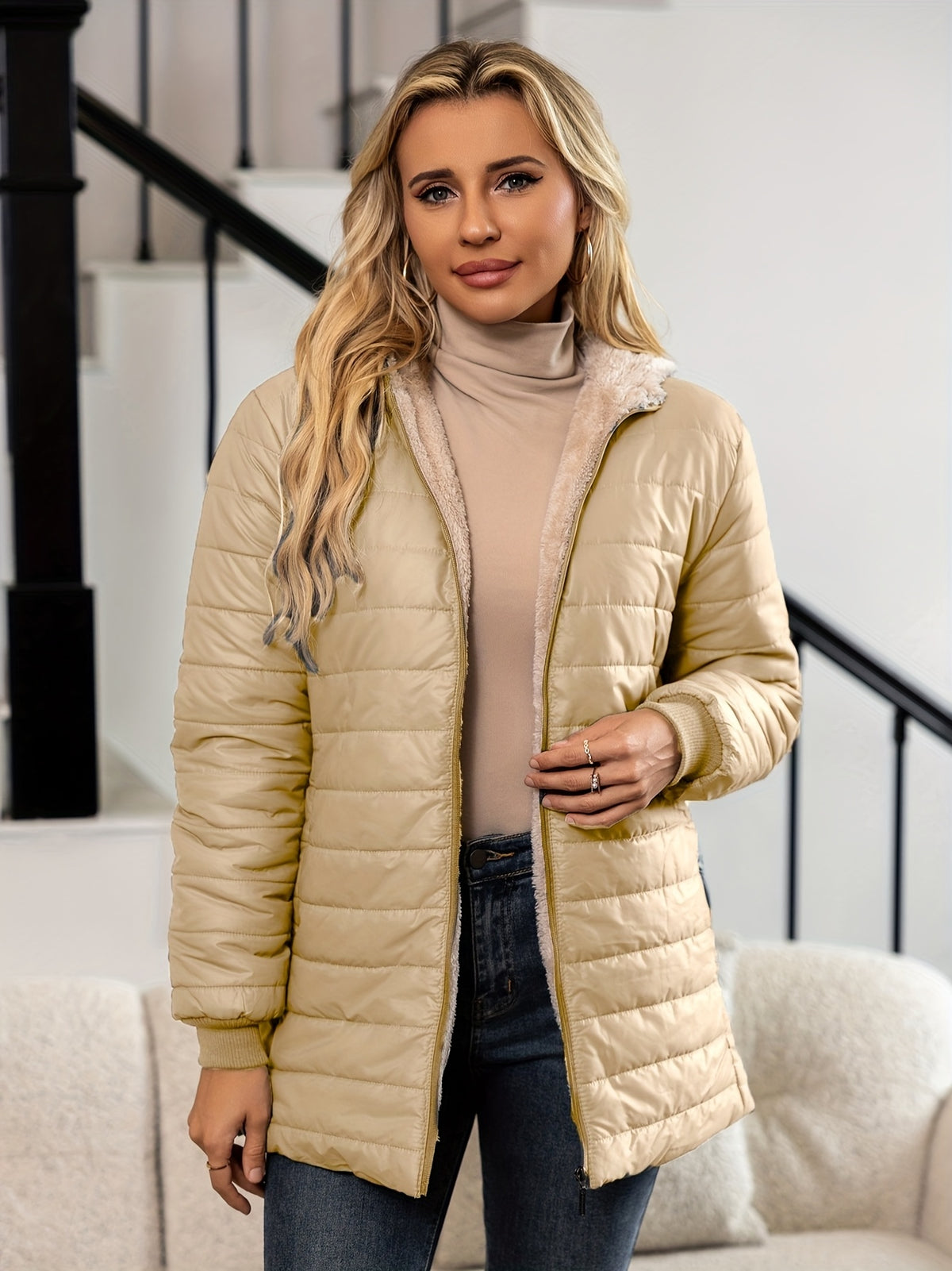 Claudia | Winterjacke Damen Wattiert mit Kapuze for Women