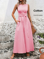 Mathilde | Belted Wrap A-Line Sleeveless Maxi Dress for Women
