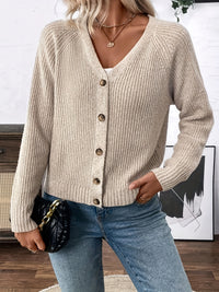 Jacoba | Ribbed Button-Front Cardigan with V-Neck for Women