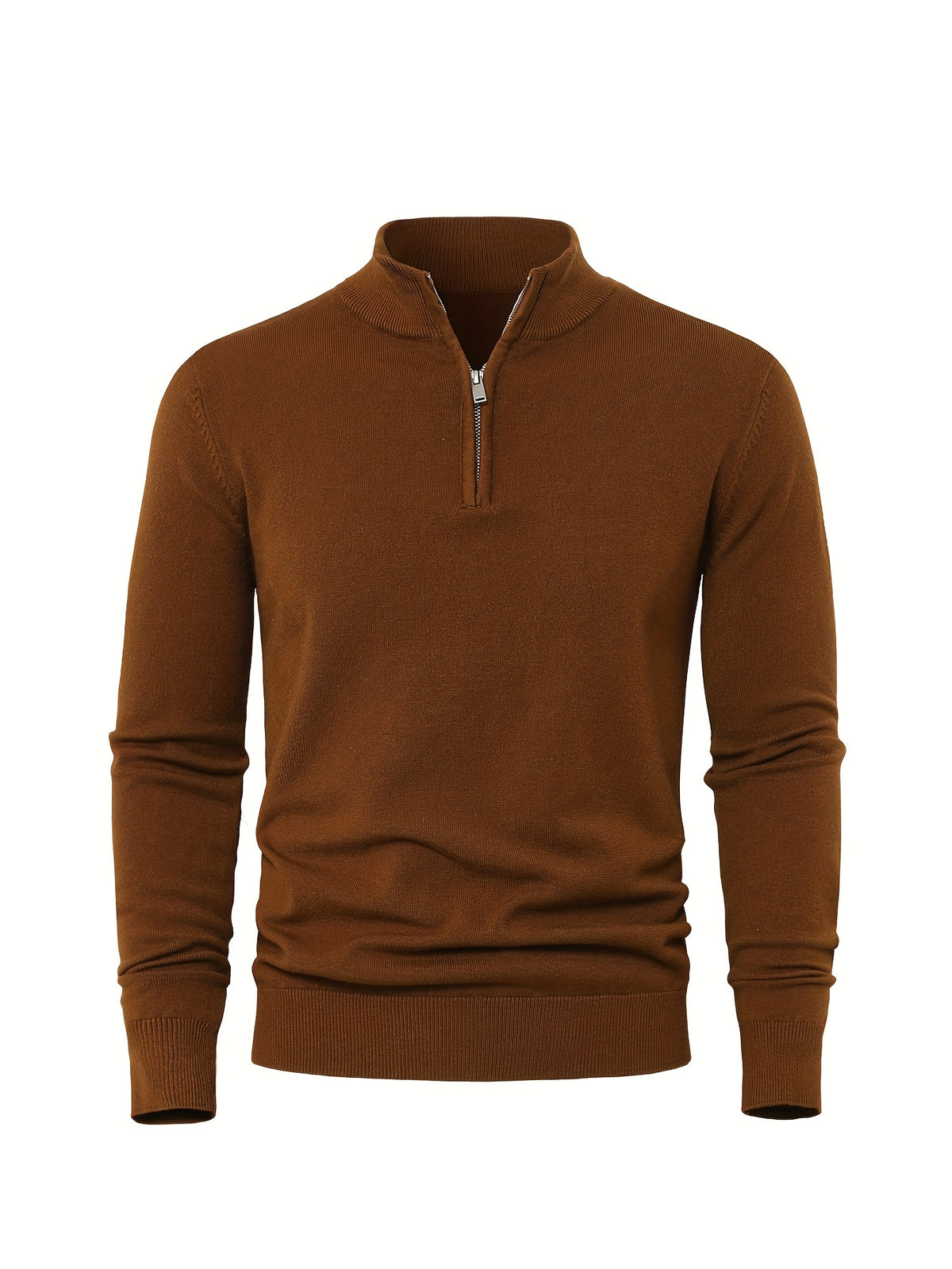 Anton | Ribbed Quarter-Zip Sweater with Stand Collar for Men