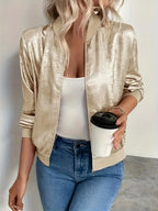 Christel | Metallic Textured Bomber Jacket for Women