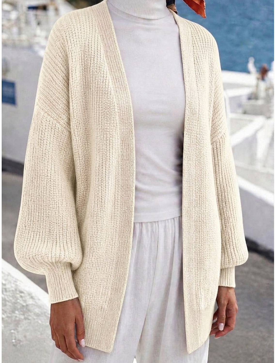 Florence | Ribbed Knit Longline Open-Front Cardigan for Women