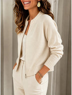 Jolien | Cropped Ribbed Zip-Up Cardigan for Women