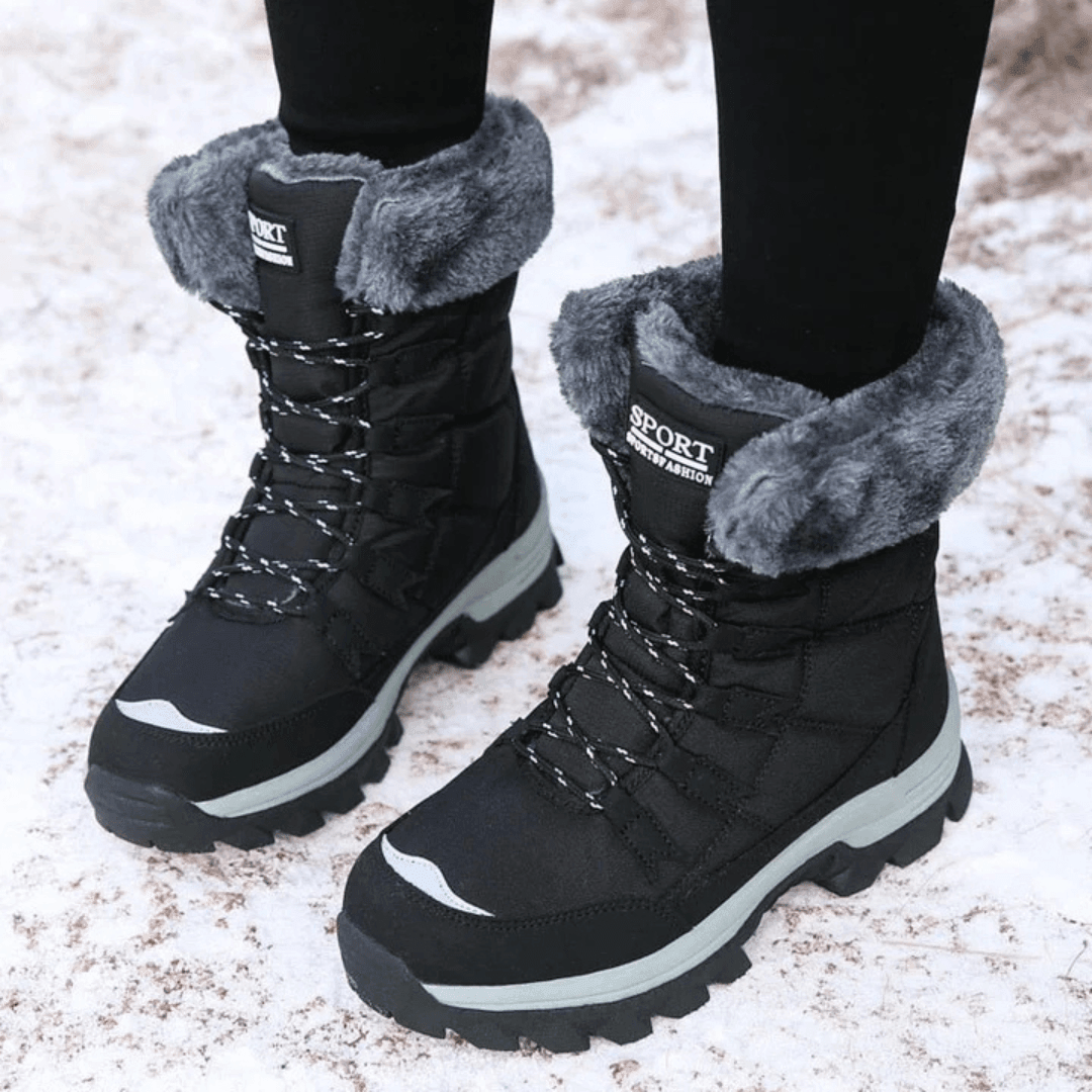 Lysbeth | Lace-Up Winter Boots with Faux Fur Cuff for Women