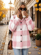Anja | Plaid Teddy Shacket with Button-Front for Women